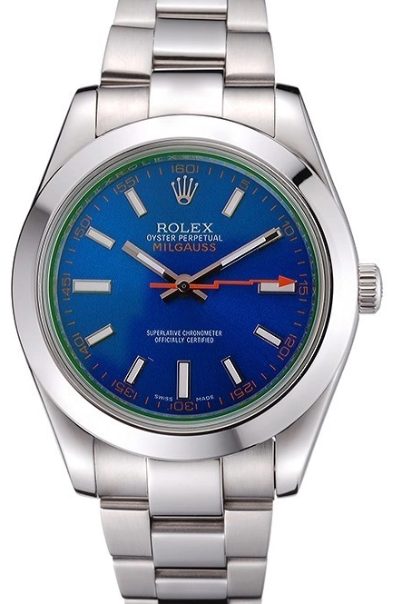Aaa replica Dial 622838 Blue Steel Case Bezel Milgauss Rolex Stainless And 0724